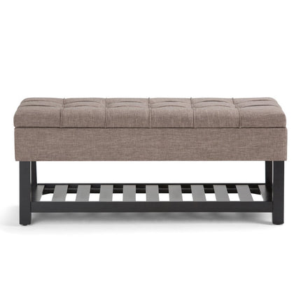 43" Brown and Espresso Fabric Ottoman With Storage