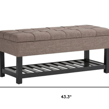 43" Brown and Espresso Fabric Ottoman With Storage