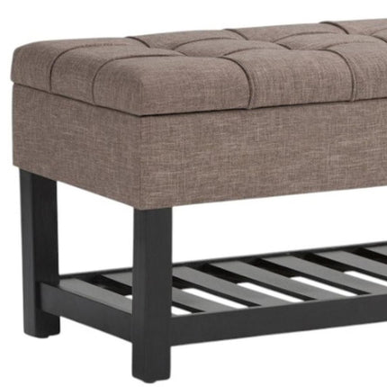 43" Brown and Espresso Fabric Ottoman With Storage