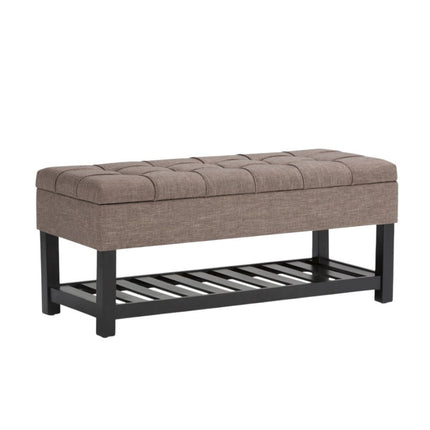 43" Brown and Espresso Fabric Ottoman With Storage