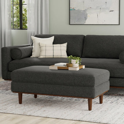 49" Gray and Brown Fabric Cocktail Ottoman