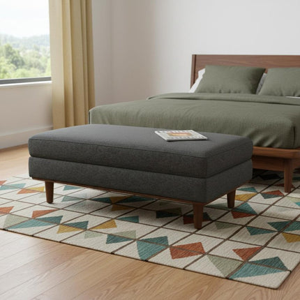 49" Gray and Brown Fabric Cocktail Ottoman