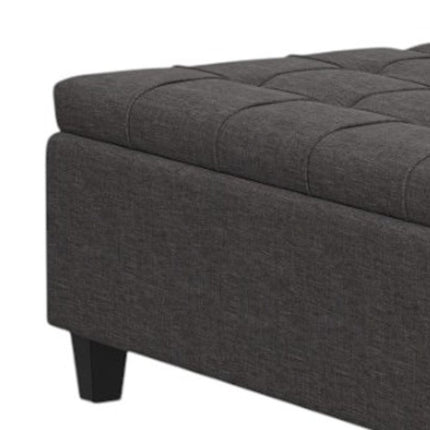 40" Gray and Brown Fabric Cocktail Ottoman With Storage