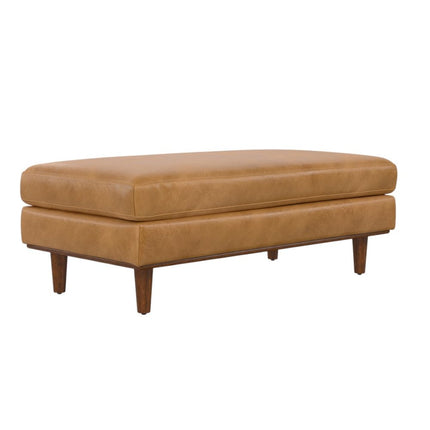 49" Sienna and Brown Leather Cocktail Ottoman