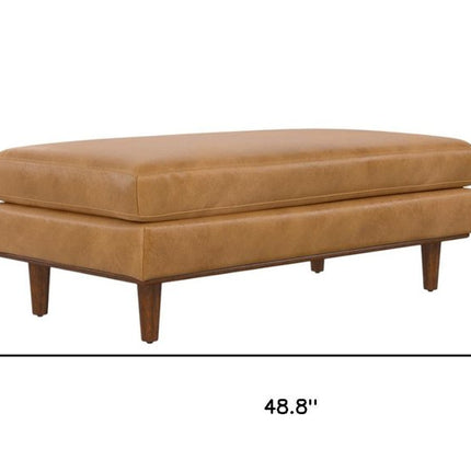 49" Sienna and Brown Leather Cocktail Ottoman