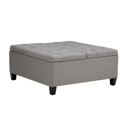 36" Gray and Espresso Fabric Cocktail Ottoman With Storage