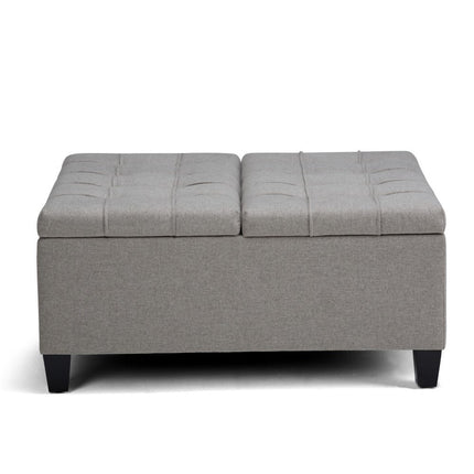 36" Gray and Espresso Fabric Cocktail Ottoman With Storage