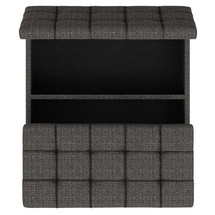 40" Ebony and Black Fabric Cocktail Ottoman With Storage