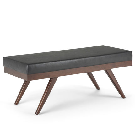 48" Black and Brown Leather Ottoman