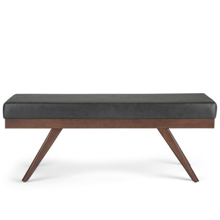 48" Black and Brown Leather Ottoman