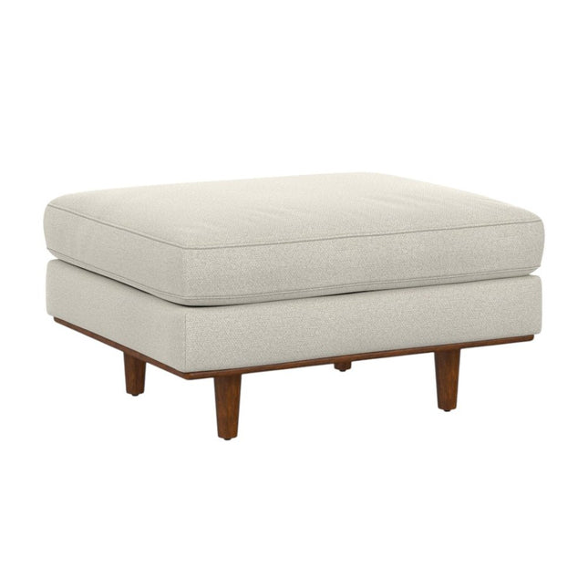 33" Cream and Brown Fabric Cocktail Ottoman