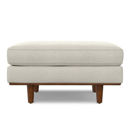 33" Cream and Brown Fabric Cocktail Ottoman