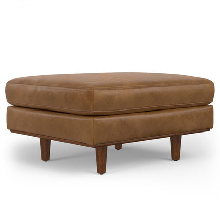 33" Brown Leather Cocktail Ottoman