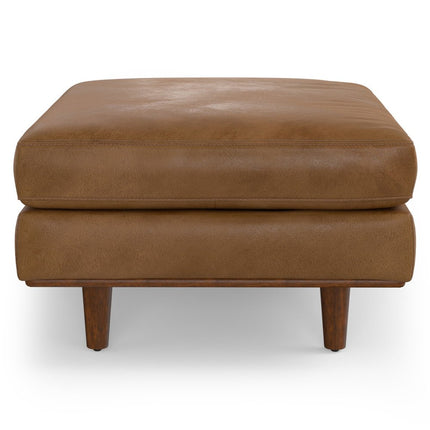 33" Brown Leather Cocktail Ottoman