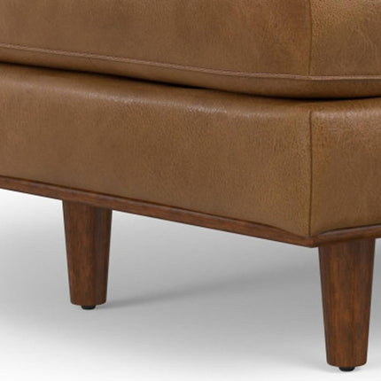 33" Brown Leather Cocktail Ottoman