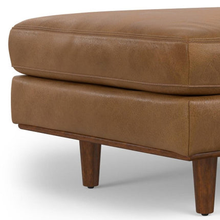 33" Brown Leather Cocktail Ottoman
