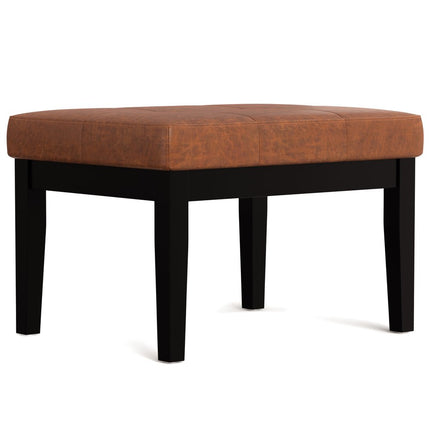 26" Brown and Black Leather Ottoman