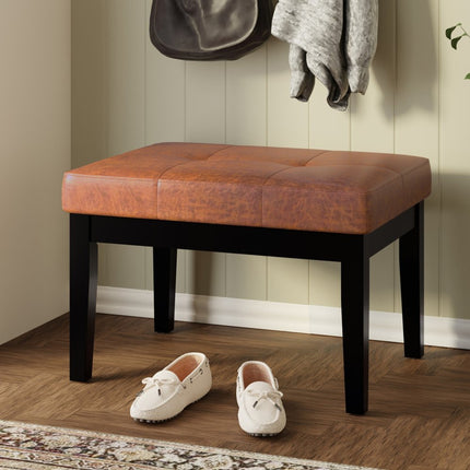 26" Brown and Black Leather Ottoman