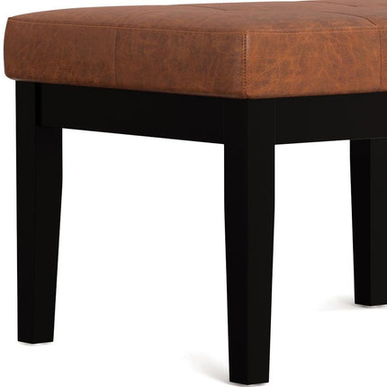 26" Brown and Black Leather Ottoman