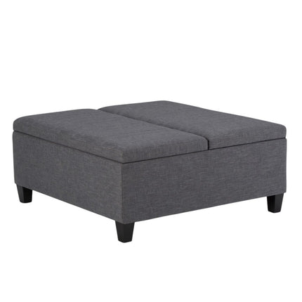 36" Gray and Espresso Fabric Cocktail Ottoman With Storage