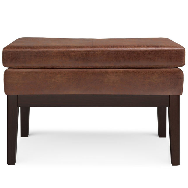 26" Brown and Dark Brown Fabric Ottoman