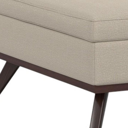 40" Natural and Brown Fabric Cocktail Ottoman With Storage