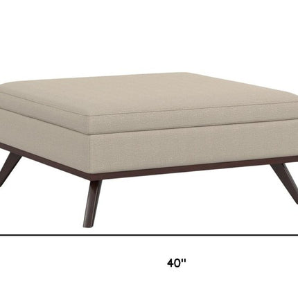 40" Natural and Brown Fabric Cocktail Ottoman With Storage