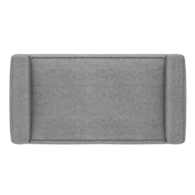 29" Gray and Walnut Linen Ottoman