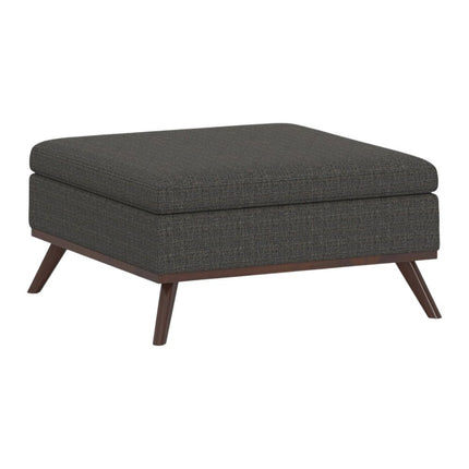 36" Ebony and Brown Fabric Cocktail Ottoman With Storage