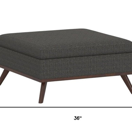 36" Ebony and Brown Fabric Cocktail Ottoman With Storage