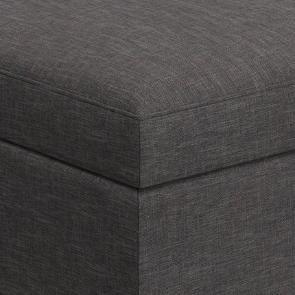 34" Gray and Brown Fabric Cocktail Ottoman With Storage