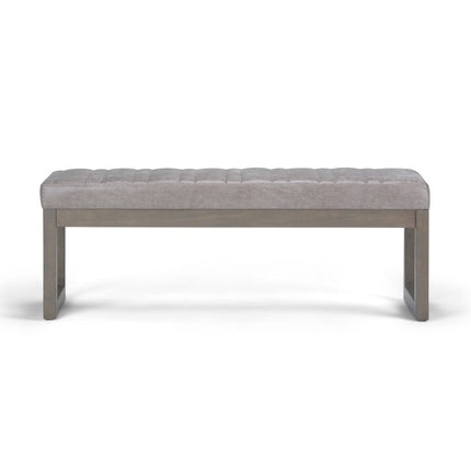 48" Gray and Brown Leather Ottoman