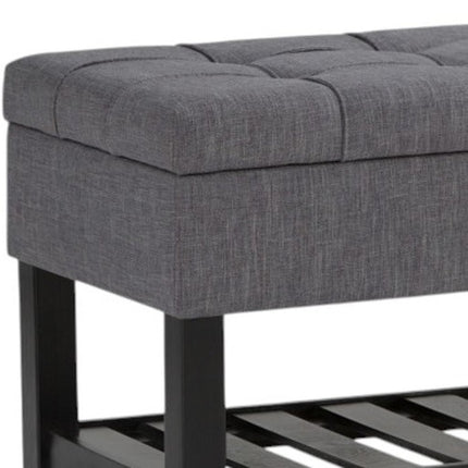 43" Gray and Espresso Fabric Ottoman With Storage