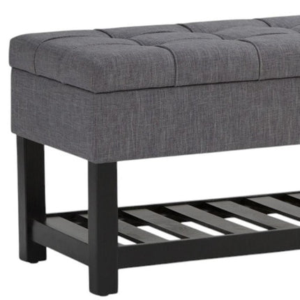 43" Gray and Espresso Fabric Ottoman With Storage