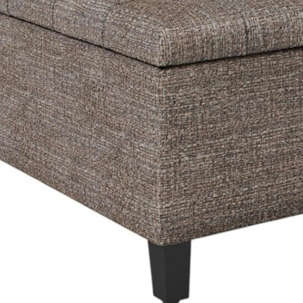 36" Brown and Dark Brown Fabric Cocktail Ottoman With Storage