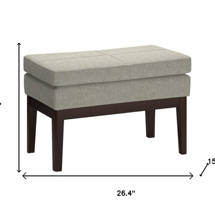26" Gray and Dark Brown Fabric Ottoman