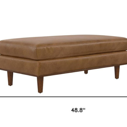 49" Brown Leather Cocktail Ottoman