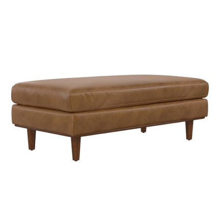 49" Brown Leather Cocktail Ottoman