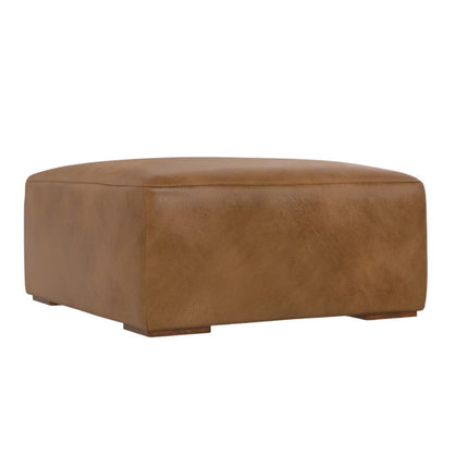 34" Brown Leather Ottoman