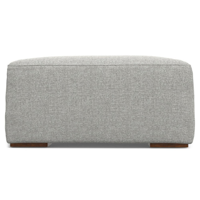 34" Gray and Brown Fabric Ottoman
