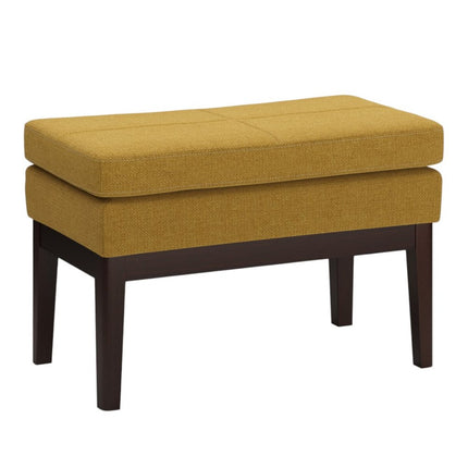 26" Yellow and Dark Brown Fabric Ottoman