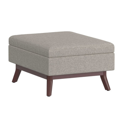 34" Gray and Brown Fabric Cocktail Ottoman With Storage