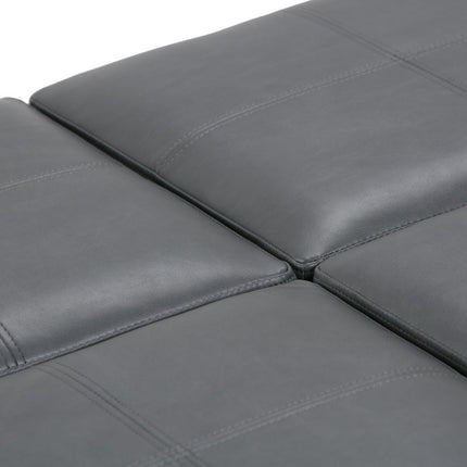 35" Gray and Dark Brown Leather Cocktail Ottoman With Storage