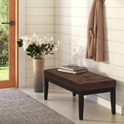41" Brown and Espresso Leather Ottoman