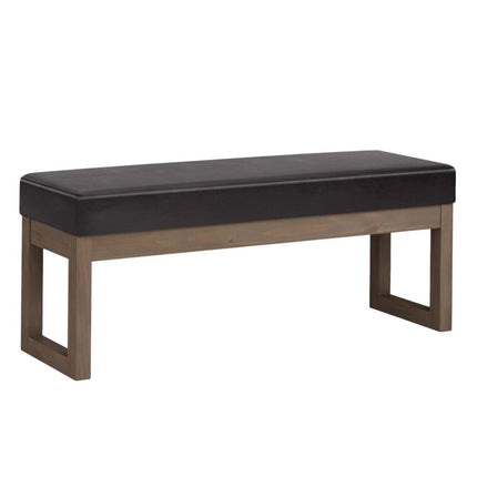 44" Brown Leather Ottoman