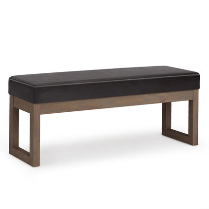 44" Brown Leather Ottoman