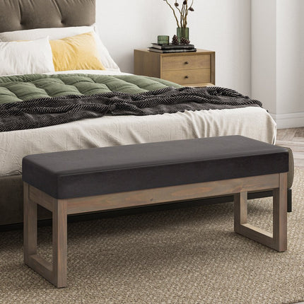 44" Brown Leather Ottoman