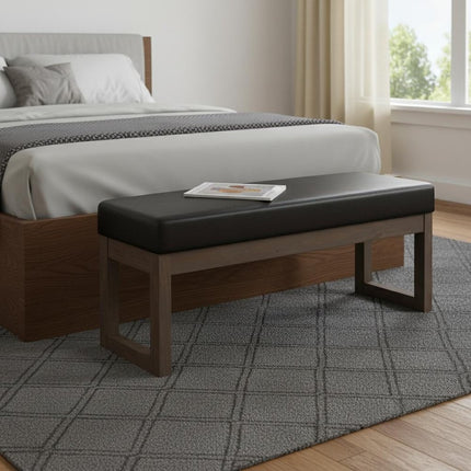 44" Brown Leather Ottoman