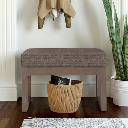 27" Brown Fabric Footstool