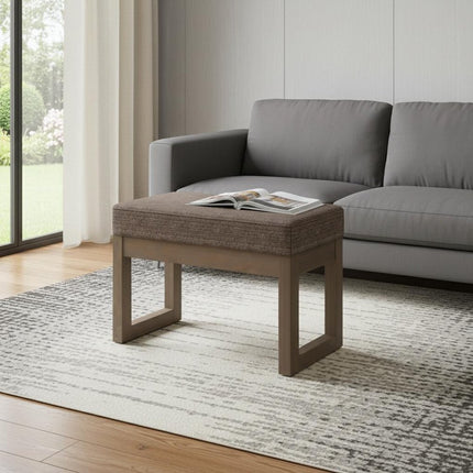 27" Brown Fabric Footstool